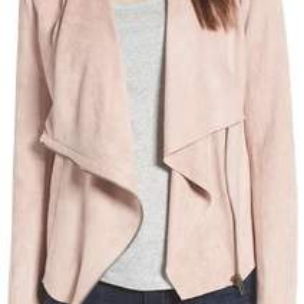BLANKNYC Faux Suede Drape Front Jacket Pink Small - Picture 11 of 12